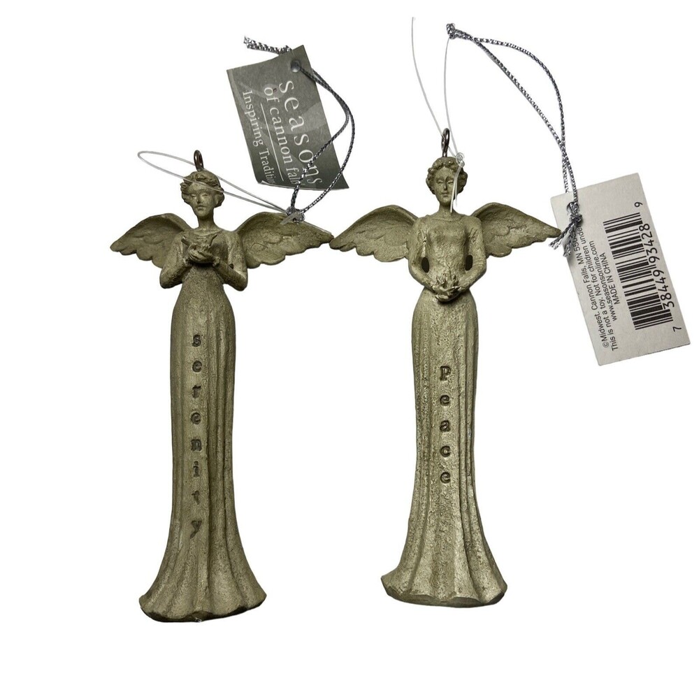 Seasons of Cannon Falls Serenity Angel  Garden Angel Ornaments Set of 2 Vintage